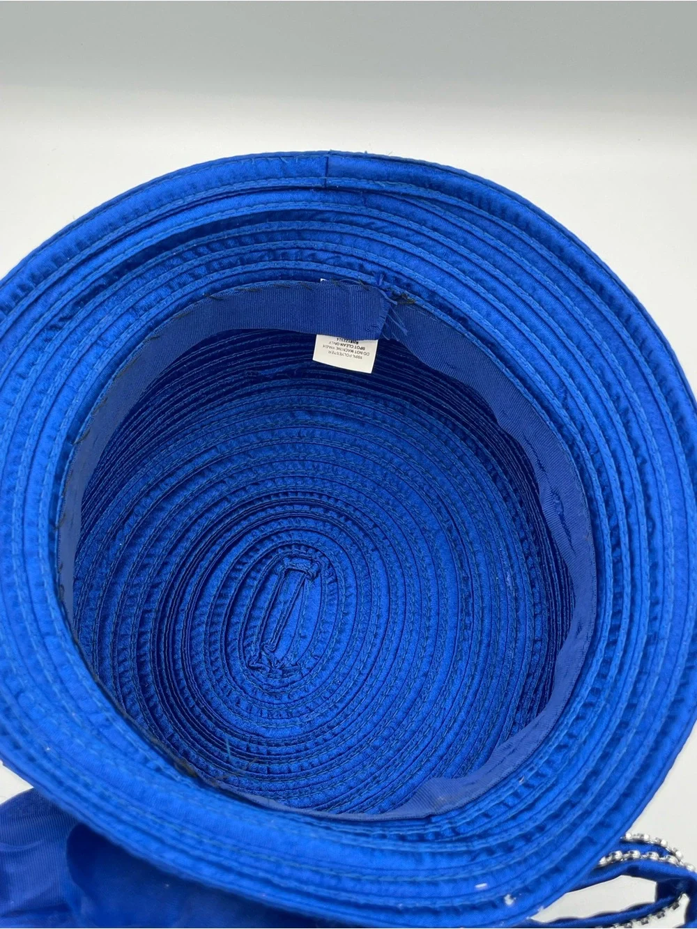 Elegant Royal Blue Floral Cocktail Hat with Crystal Accents